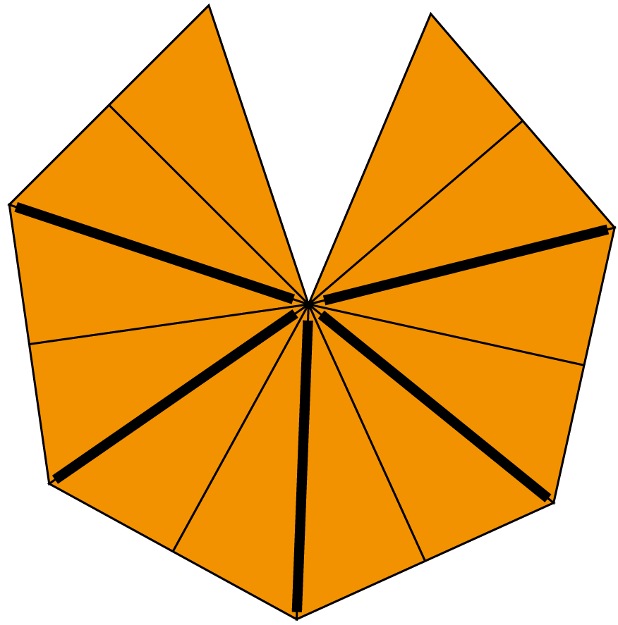 Tape locations for the triangles