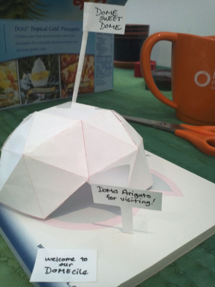 A papercraft version of a nearodesic dome